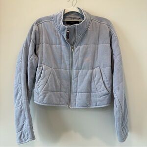 Forever 21 Quilted Zip Up Cropped Jacket Light Blue Size Small Puffer Coat